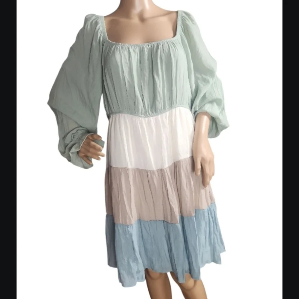 Sweet Wanderer Elegant Color Block Dress 3XL Coastal" Aesthetic - Picture 2 of 8